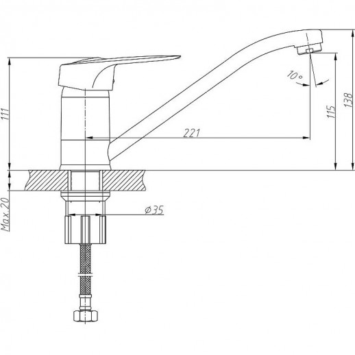 Смеситель для кухни Haiba HB4904-K (латунь) хром