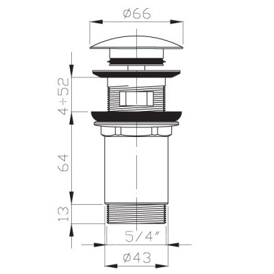 Донный клапан PlastBrno EUVCR02 хром для раковины
