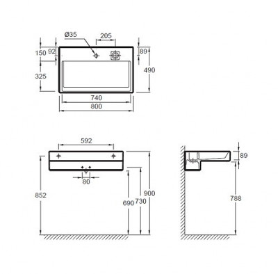 JACOB DELAFON TERRACE EXD9112-00 раковина-столешница, с подсветкой 80 см х 49 см, белая