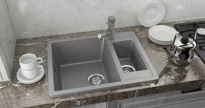 Смеситель для кухни Ulgran Classic U-009-302 высота 160 мм однорычажный с выдвижным изливом песочный