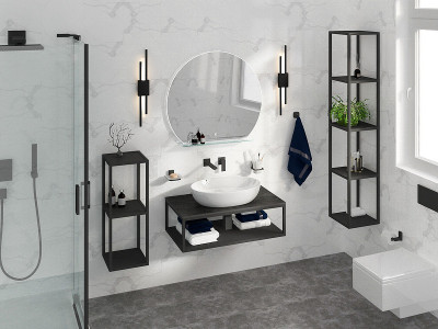 Консоль под раковину Cezares Cadro 90 CADRO-90/46/30-1C-SO-MET-ST черная матовая подвесная