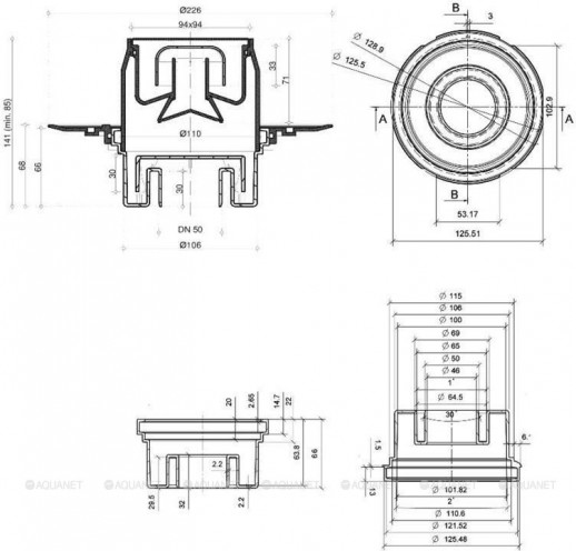 Трап для душа Pestan Confluo Standard Dry Vertical Black Glass 13000110 Нержавеющая сталь / Пластик