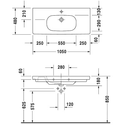 Раковина подвесная Duravit D-Code 100 03421000002 белая прямоугольная