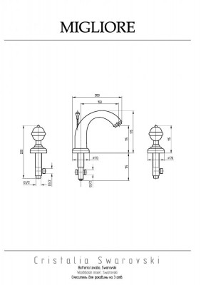 MIGLIORE Cristalia 30941 смеситель для раковины на три отверстия, хром