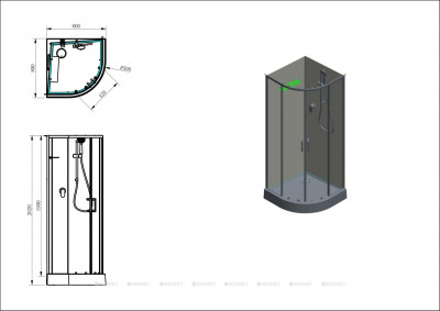Душевая кабина Aquanet Passion EVO 80x80 R White четверть круга (00281961)