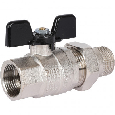 Кран шаровой полнопроходной, ВР/НР, ручка бабочка 3/4, американка STOUT (SVB-0007-000020)