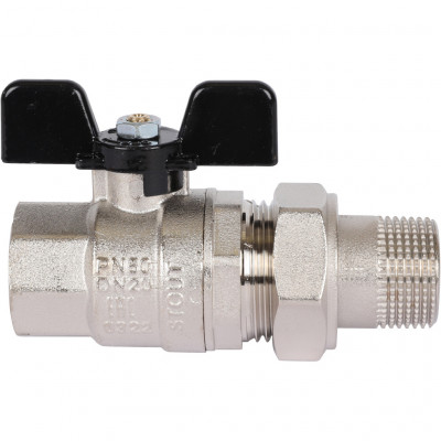 Кран шаровой полнопроходной, ВР/НР, ручка бабочка 3/4, американка STOUT (SVB-0007-000020)