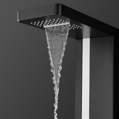 Душевая панель Black & White GR027 Matt Black (1400х200), черный/белый