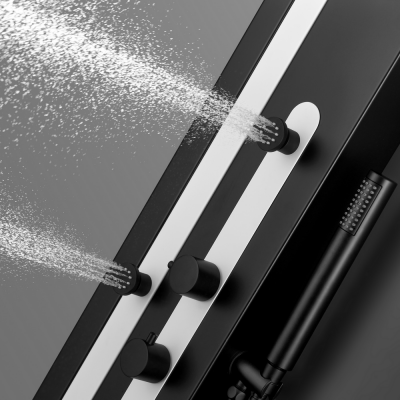 Душевая панель Black & White GR027 Matt Black (1400х200), черный/белый