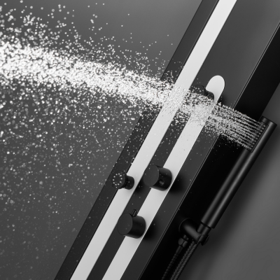 Душевая панель Black & White GR027 Matt Black (1400х200), черный/белый