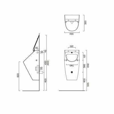 Писсуар подвесной Catalano Comfort 0932640001: белый, скрытый подвод воды, 32 см