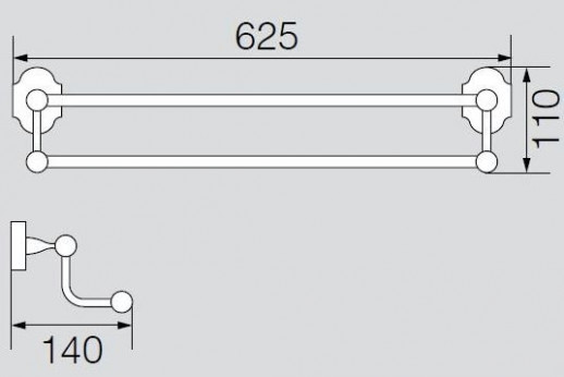 Veragio Stanford Cromo VR.STD-7722.СR держатель для полотенец, хром  60 см