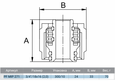 Соединитель ProFactor PF MIP 271 коллекторный с евроконусом,  3/4 "x16