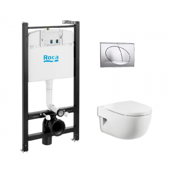 ПЭК: Roca MERIDIAN 480 мм унитаз + сиденье с микролифтом + инсталляция + кнопка (7.8931.0.411.0)