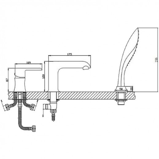 Смеситель на борт ванны Haiba HB80805-8 с душевым гарнитуром (латунь) белый, хром