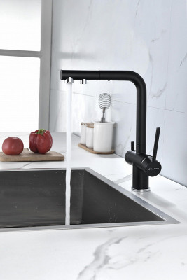 Кухонный смеситель Paulmark Serpentine Se213222-401 антрацит с выдвижным изливом