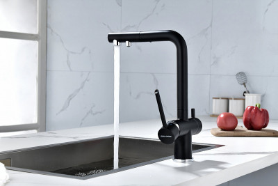 Кухонный смеситель Paulmark Serpentine Se213222-401 антрацит с выдвижным изливом