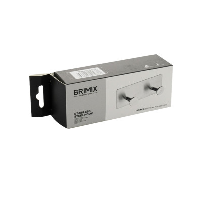Крючок одинарный, графит, самоклейка без сверления, нерж сталь SUS 304 BRIMIX (5305)