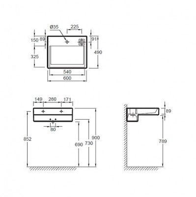 JACOB DELAFON TERRACE EXE112-00 раковина-столешница 60 см х 49 см, белая
