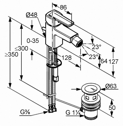 Смеситель для биде KLUDI Q-BEO хром 502160565