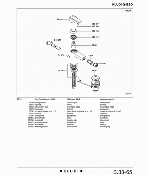 Смеситель для биде KLUDI Q-BEO хром 502160565
