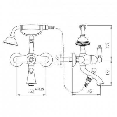 CAPRIGO ADRIA-Uno 02-010-crm смеситель для ванны с душем, хром