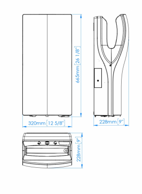 Сушилка для рук Mediclinics Dualflow Plus M14ACS-I автоматическая, с HEPA-фильтром, ионизатором и возможностью регулировки мощности, АБС-пластик, серый матовый