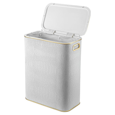 Корзина для белья Geralis KWG-B CROCO белая, кант золото, стандартная