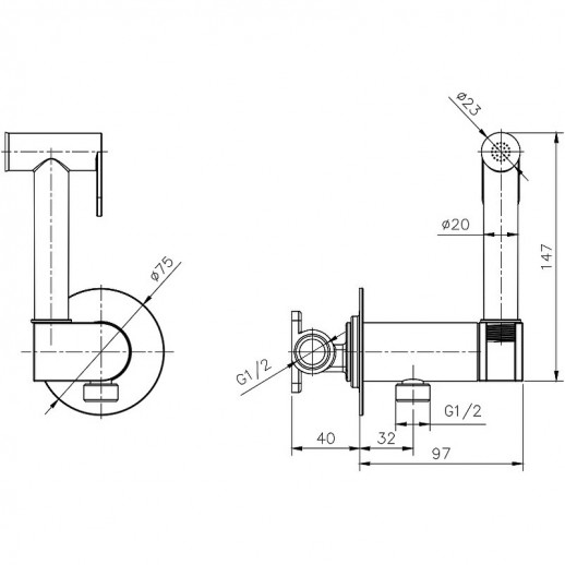 Гигиенический душ со смесителем Rush Capri CA1435-97 хром