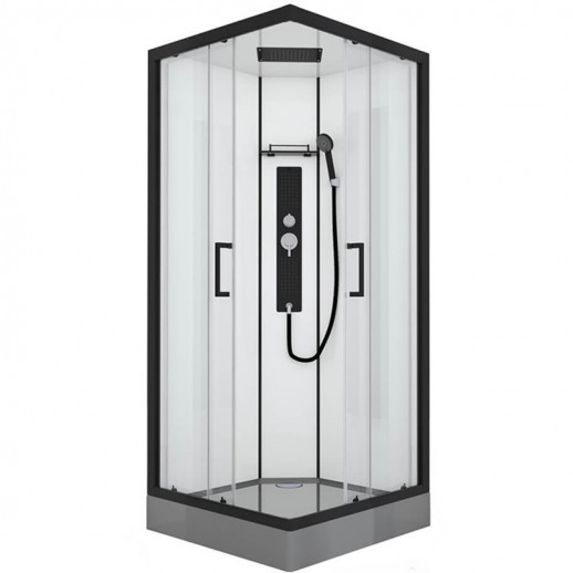 Душевая кабина Black&White Galaxy 8002900 с гидромассажем 90х90 см пр-ль черный задняя стенка белая квадратная