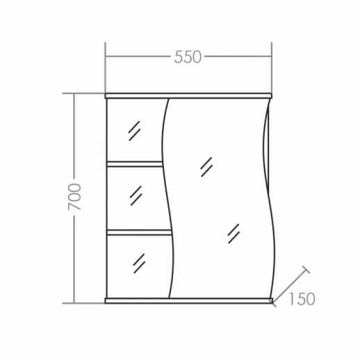 Зеркальный шкаф СаНта "Волна-550" прав, белый