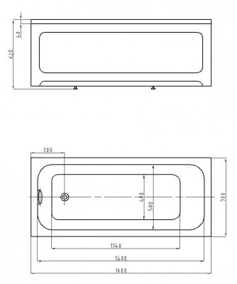 AQUATEK EFVA160 Eco-friendly Мия акриловая ванна прямоугольная 160*70 см