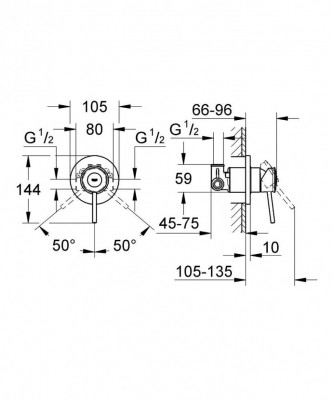 Смеситель для душа GROHE BauClassic (внешняя и встраиваемая части), хром (29048000)