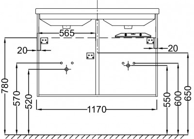 Мебель 117 см для раковины-столешницы, серый антрацит, Jacob Delafon «STRUKTURA» (EB1283-N14) с дверцами