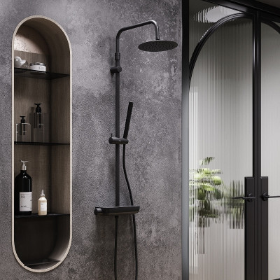 Душевая система Damixa Scandinavian Pure 936750300 с термостатом черная матовая 1 режим