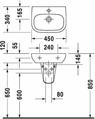 Раковина подвесная Duravit D-code 45 07054500002 белая прямоугольная