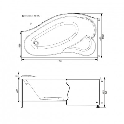 Aquanet Palma 00204022 L ванна, 170 см х 90/60 см, левая
