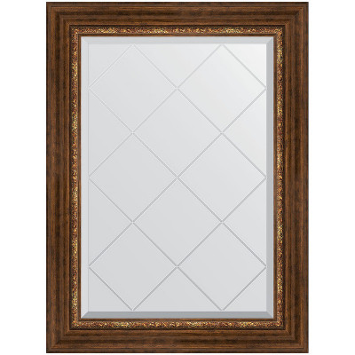 Зеркало настенное Evoform ExclusiveG 89х66 BY 4105 с гравировкой в багетной раме Римская бронза 88 мм