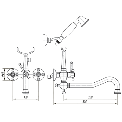 MIGLIORE Lady 18809 смеситель для ванны с душем, бронза