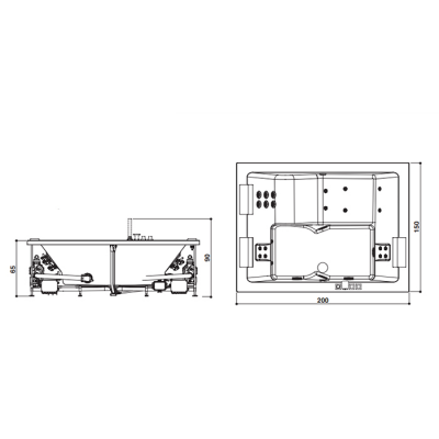 Ванна двухместная JACUZZI Sharp Extra с гидромассажем 200х150х65см (SHA401E0A00)
