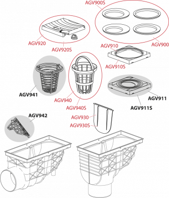 Ливнеотвод 300×155/110 мм, сток – боковой, черный AlcaPlast AGV3