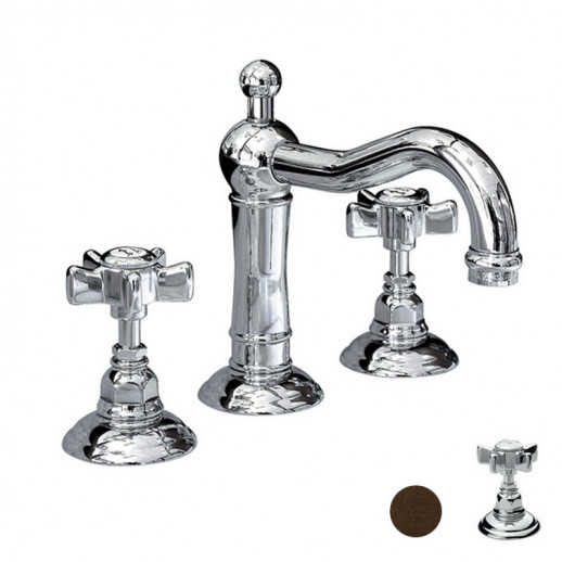 Nicolazzi Classica 1409 DB 18 смеситель для раковины с д/к, темная бронза/ручки Dames Anglaises