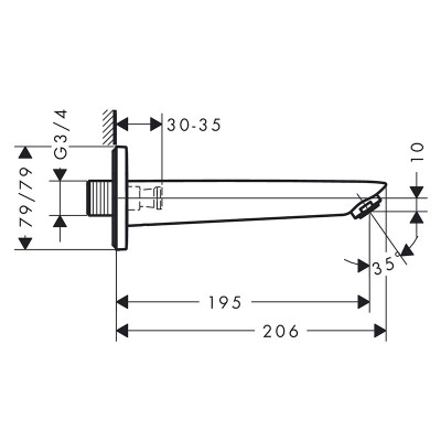 Hansgrohe Logis 71410000 излив для ванны, хром