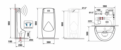 Писсуар напольный с сенсорным датчиком Laguraty 412 белый