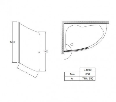 JACOB DELAFON MICROMEGA DUO E4910-GA душевая шторка на ванну, 77 см x 142 см