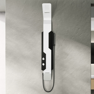 Душевая панель Black & White GR028 Matt Black (1400х220), черный/белый