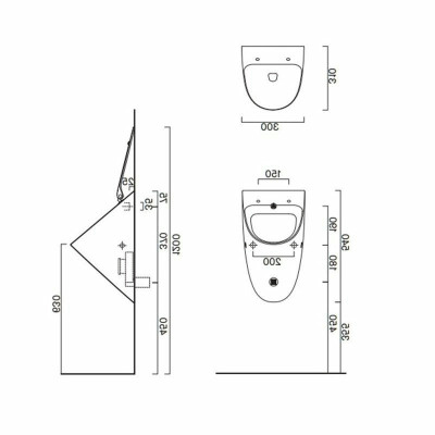 Писсуар Catalano Comfort 0932540001, скрытый подвод воды, белый, фарфор, Италия
