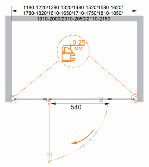 Душевая дверь в нишу CEZARES VERONA-W-B-13-80+60/60-C-Cr