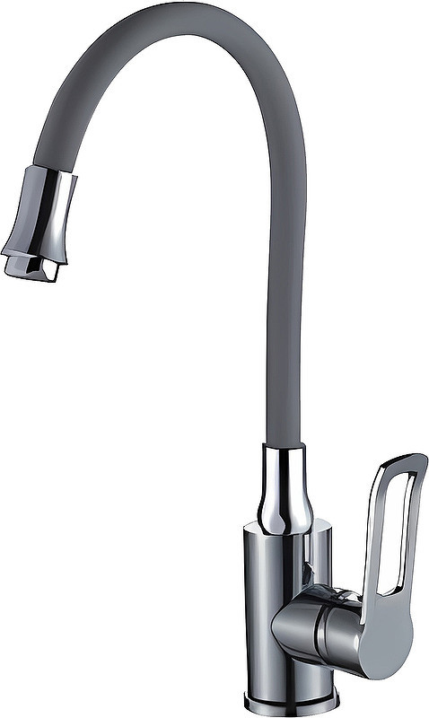 Излив смесителя Haiba HB7179-3 гибкий (латунь силикон) серый