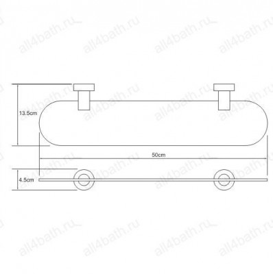 WasserKRAFT Donau K-9424 полка стеклянная, хром